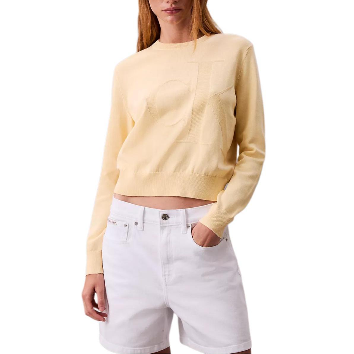 

Calvin Klein Удобный свитер с круглым вырезом, повседневный, однотонный, с длинными рукавами, женский свитер 47B352G-RM9 S