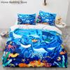 Cartoon Sea Animals Bedding Sets Soft Polyester Kids Boys Bed Linen Queen King Full Single Size Dinosaur Duvet Cover Sets Gifts