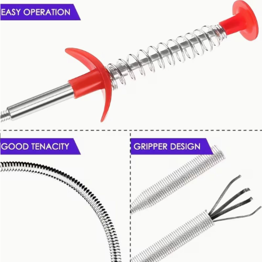 Flexible Design Pipeline Dredging Tool Spring Grip Sewer Cleaning Picker Kitchen Sink Cleaning