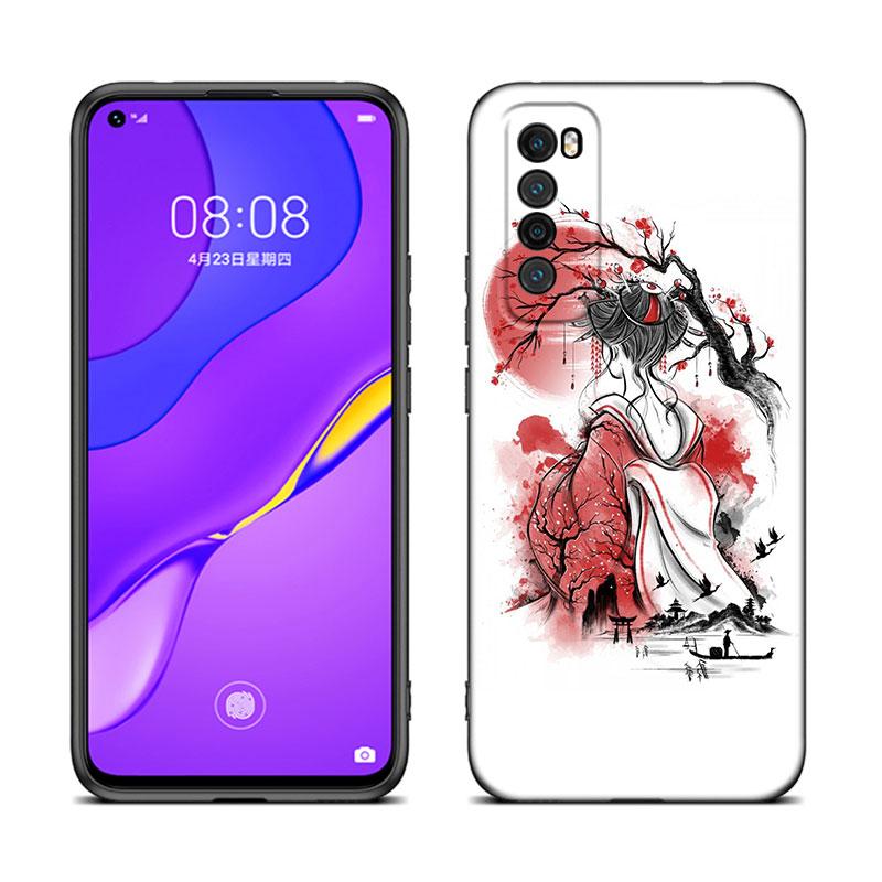 

Красный солнечный японский аниме черный чехол для телефона Huawei Nova 11 12 Ultra 9 10 SE Pro 11E 11i 12i Y70 Plus Y60 Y61 Y71 Y72 Y90 Y91 Huawei Nova Y91