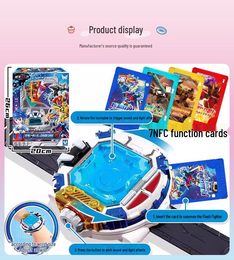 Season 2 Boys' Spin Warrior Flash Card Toys - Warrior, Fighter, Summoner & Watch Set