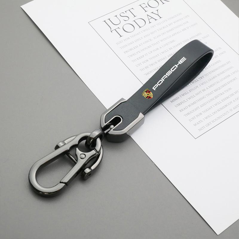 

Кожаный брелок для ключей автомобиля Porsche из цинкового сплава, аксессуары для брелока на ключ автомобиля Porsche 911 718 Taycan Panamera Cayenne Macan Boxster 918 чёрный