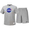 Nasa Unisex Baumwollmischung Trainings-T-Shirt + Gewebte knielange Shorts Set [Hellmelange + Hellgrau]