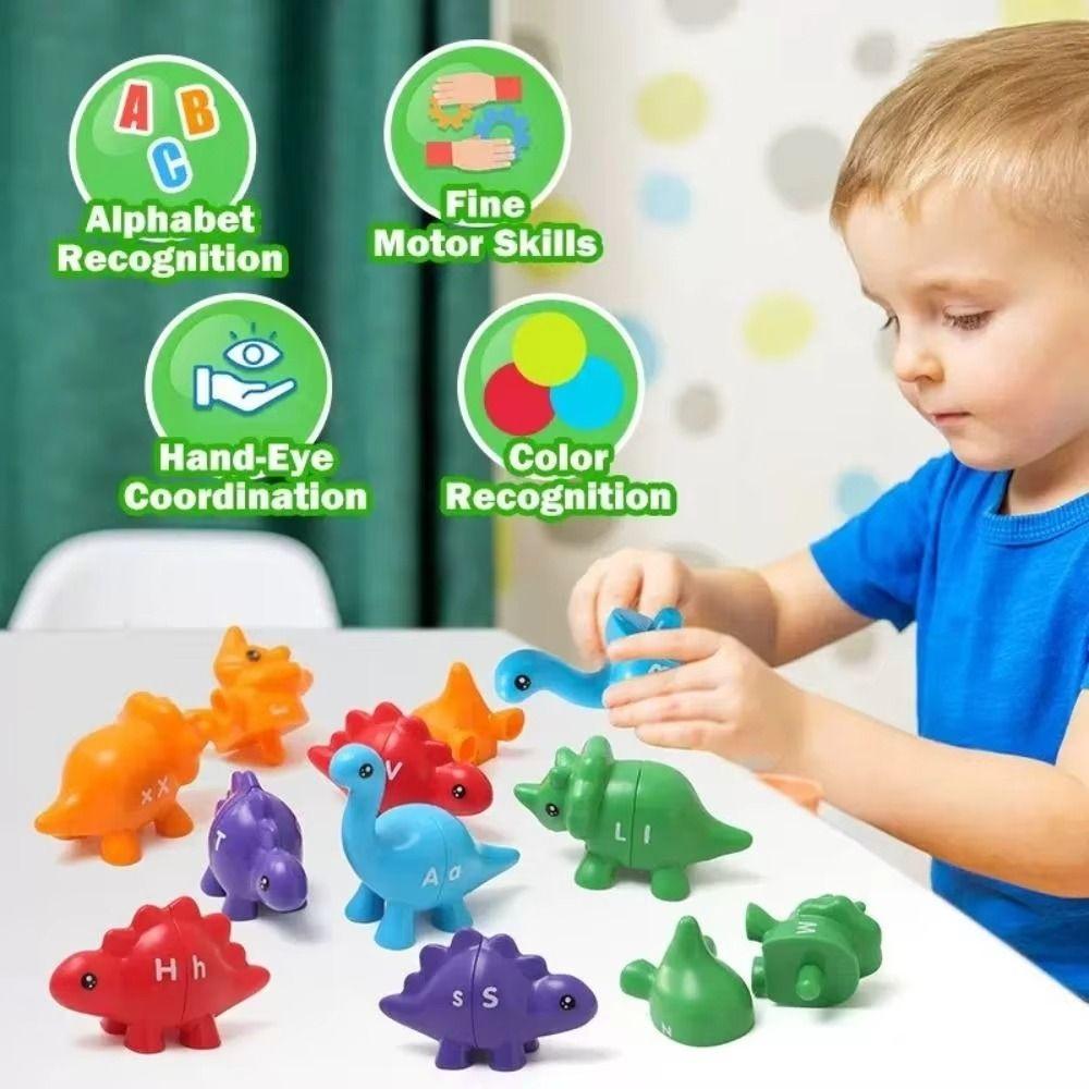 Plastic Letters Matching Letters Toy Double-Sided Dinosaur Alphabet Sensory Toys  Children'S Gift