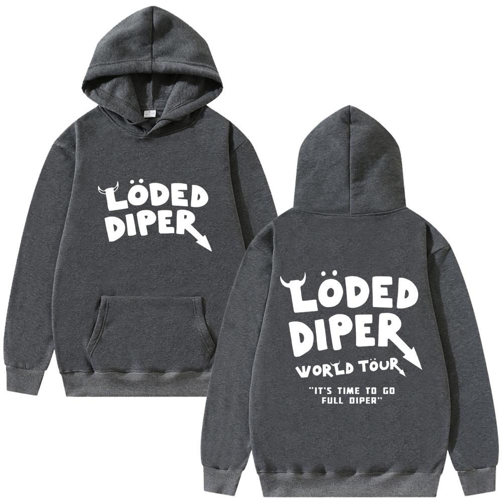 Loded Diper World Tour Hoodie Men Women Clothing Vintage Rock Oversized Streetwear Men's Casual Fleece Hoodies