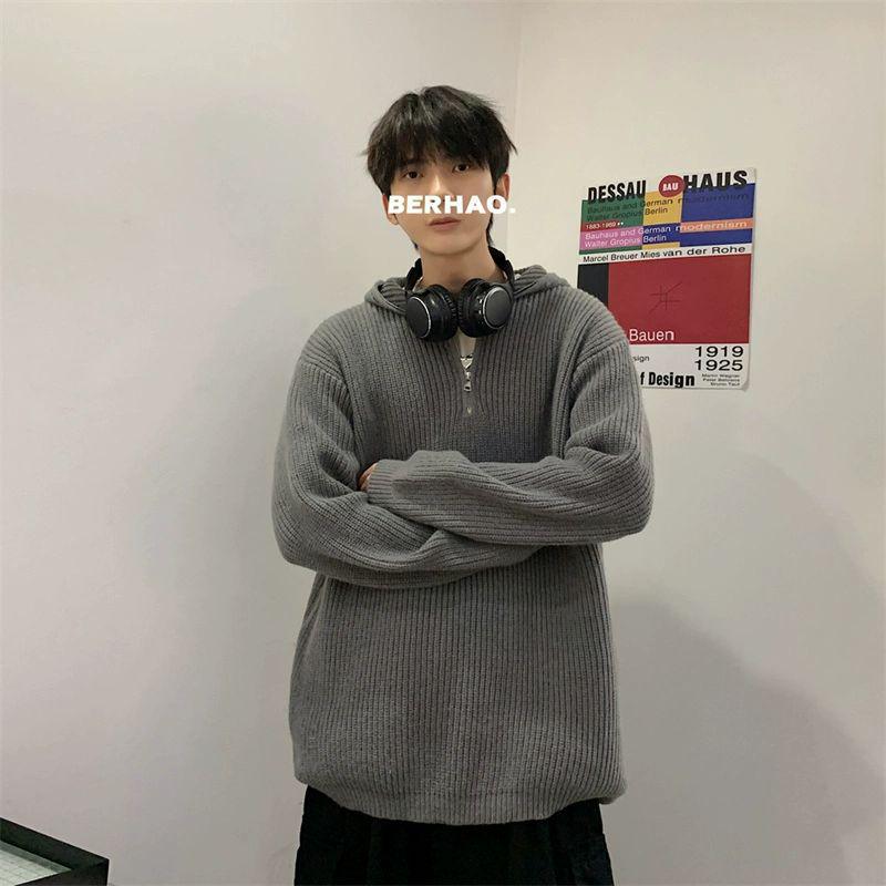 

Мужской серый свитер Cleanfit Half-Zip с капюшоном - повседневный, стильный трикотажный жакет в американском стиле XXL серый