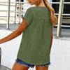 Womens  Tops Short Sleeve Button Down Shirts Casual V Neck T Shirts Pleated Front Loose Fit Tops