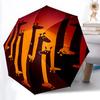 1pc Giraffe Sunset Pattern Automatic Folding Umbrella - Compact 8-Rib Design, Durable Plastic & Iron, Lightweight for Outdoor Daily Use139