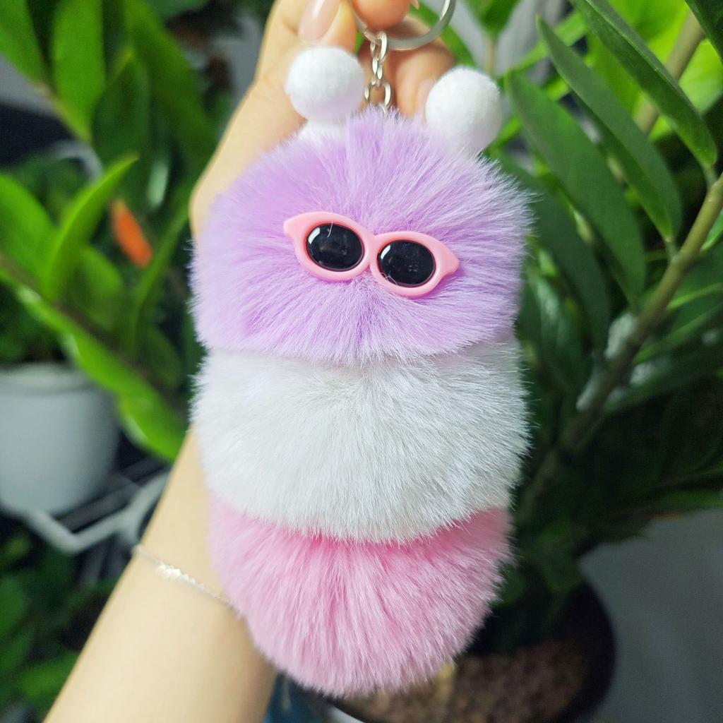 Cute Caterpillar Keychain Cartoon Plush Pendant Doll Bag Pendant Creative Car