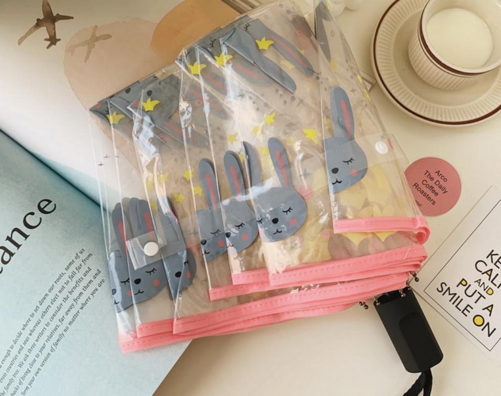 

Прозрачный зонтик с мультяшным кроликом, сильная подставка, оптовая продажа, брендовый зонт, гибкий Paraguas Transparente Mujer