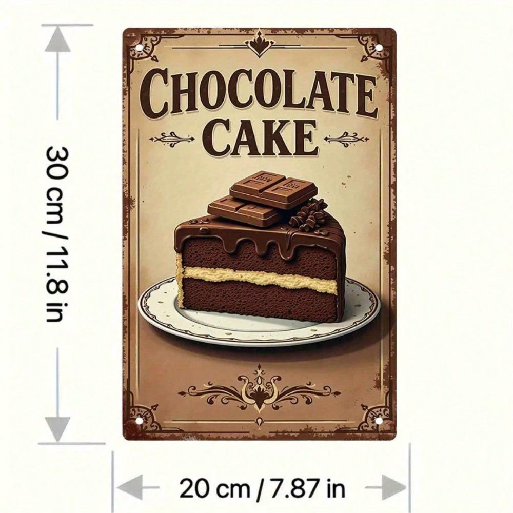 Retro Chocolate Cake Metal Sign, Vintage Rustic Iron Wall Art for Cafe Garden Bathroom, 7.8x11.8 Inch