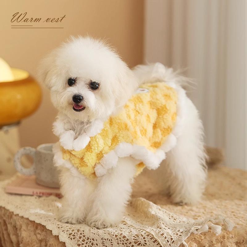 Karierte Plüsch Haustierweste für Katzen & kleine Hunde - Warme Herbst-/Winter-Outdoor-Bekleidung