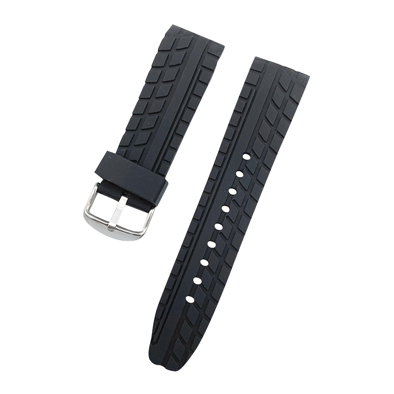 Мужской силиконовый черный ремешок чёрный