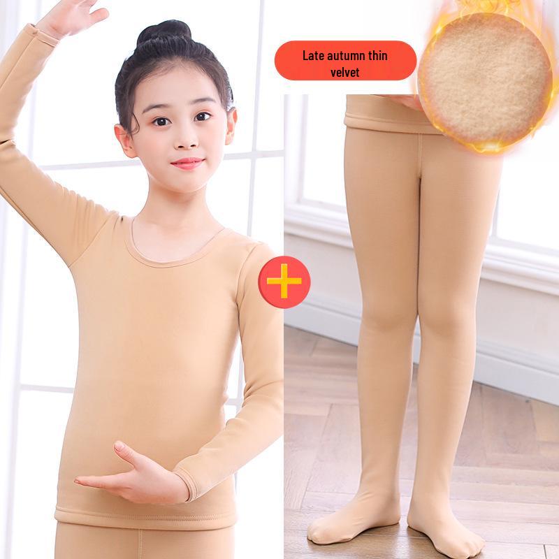 Autumn Winter Fleece-Lined Kids' Dancewear Invisible Girls High-Stretch Performance Outfits