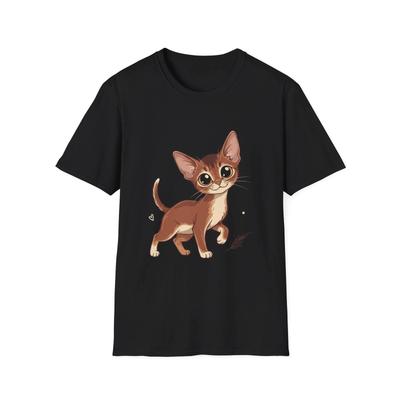 Cat Kawaii Cute Anime Illustrated Black Tee Cartoon Japanese Graphic T-Shirt