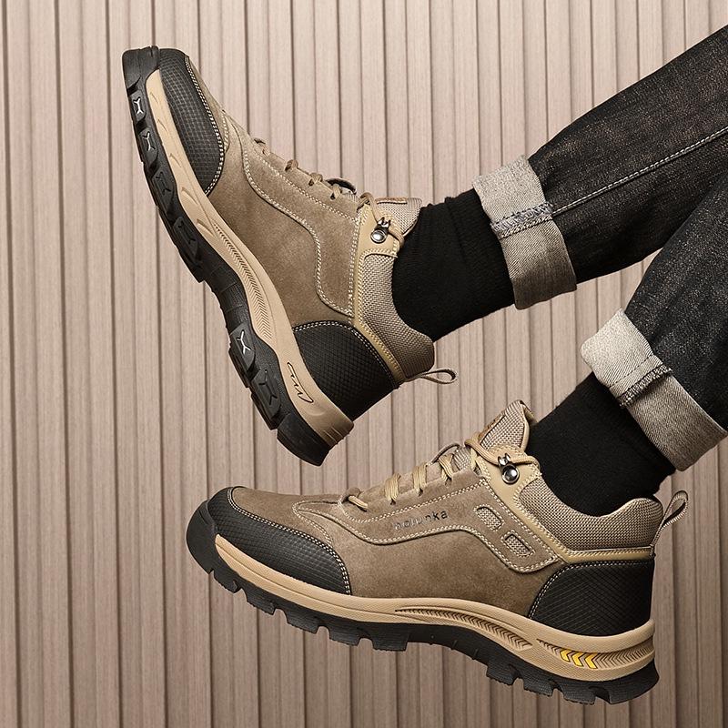 Men's 2024 Genuine Leather Velvet-Lined Snow Boots - Thick, Warm, Outdoor Workwear Shoes