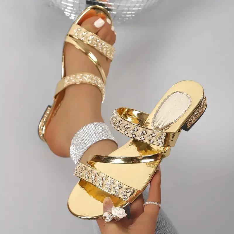 

Мода 2025 Лето Новые Женские Сандалии Сексуальная Вечерняя Обувь Женская Платформа Слипоны Открытый Носок Стразы Высокий Каблук Сандалии Sandalias De Mujer 43 золотой