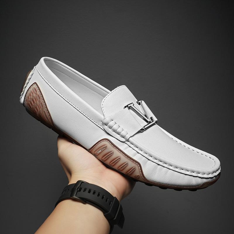 Live Broadcast Explosion Leather Doudou Shoes Spring and Summer Breathable Trend Casual Leather Shoes British One-pedal Driving Large Size Men's Shoes