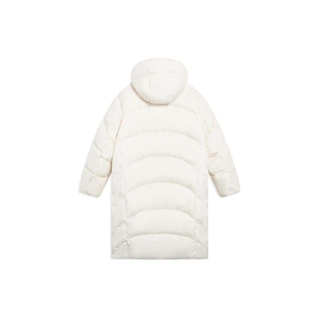 Li Ning Sports Lifestyle Series Solid Color Zipper Hooded Loose Long Duck Down Jacket Women Outerwear AYMS404-1