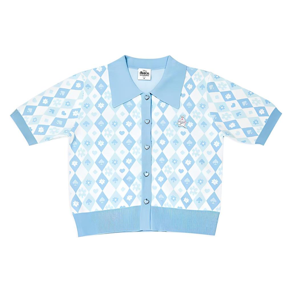 Li Ning X Disney Collaboration SS22 Color Block Printed Short Sleeve Knit Top Women Tops Blue White AMBS088-1