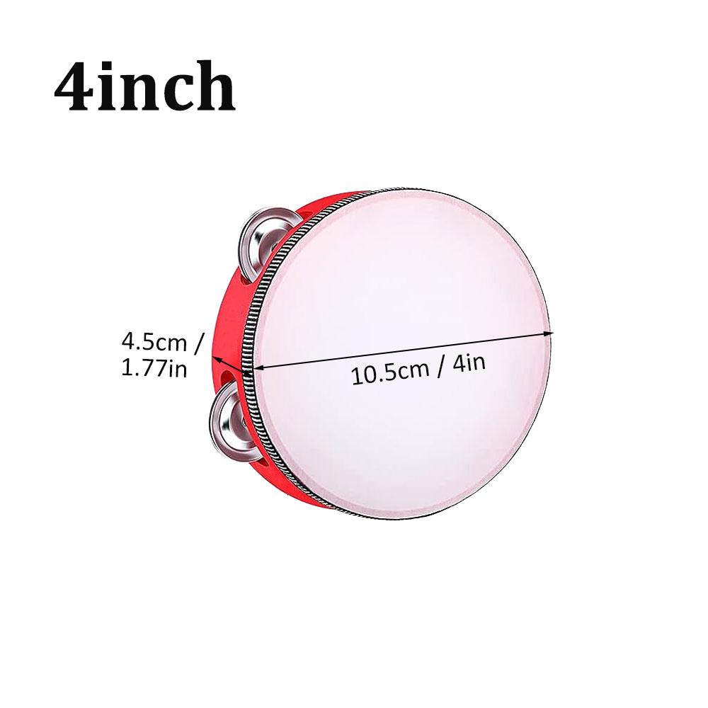 

1pc Red wooden hand-held tambourines in 4 sizes for Choice Single row metal tambourine For church parties percussion instruments