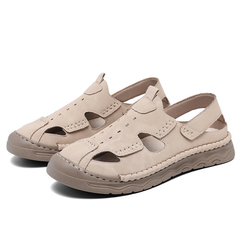 Summer Sandals Brand Hollowed Out Men's Breathable Beach Shoes Fashionable Men's Hand Sewn Comfortable Soft Soled Casual Shoes