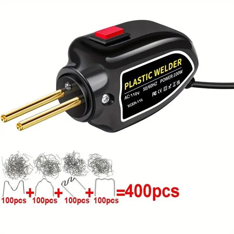 Plastic Welder 100W Heat Gun 400pcs Hot Staplers Plastic Welding Machine Bumper Soldering Iron Staples Car Repair Tools Kit