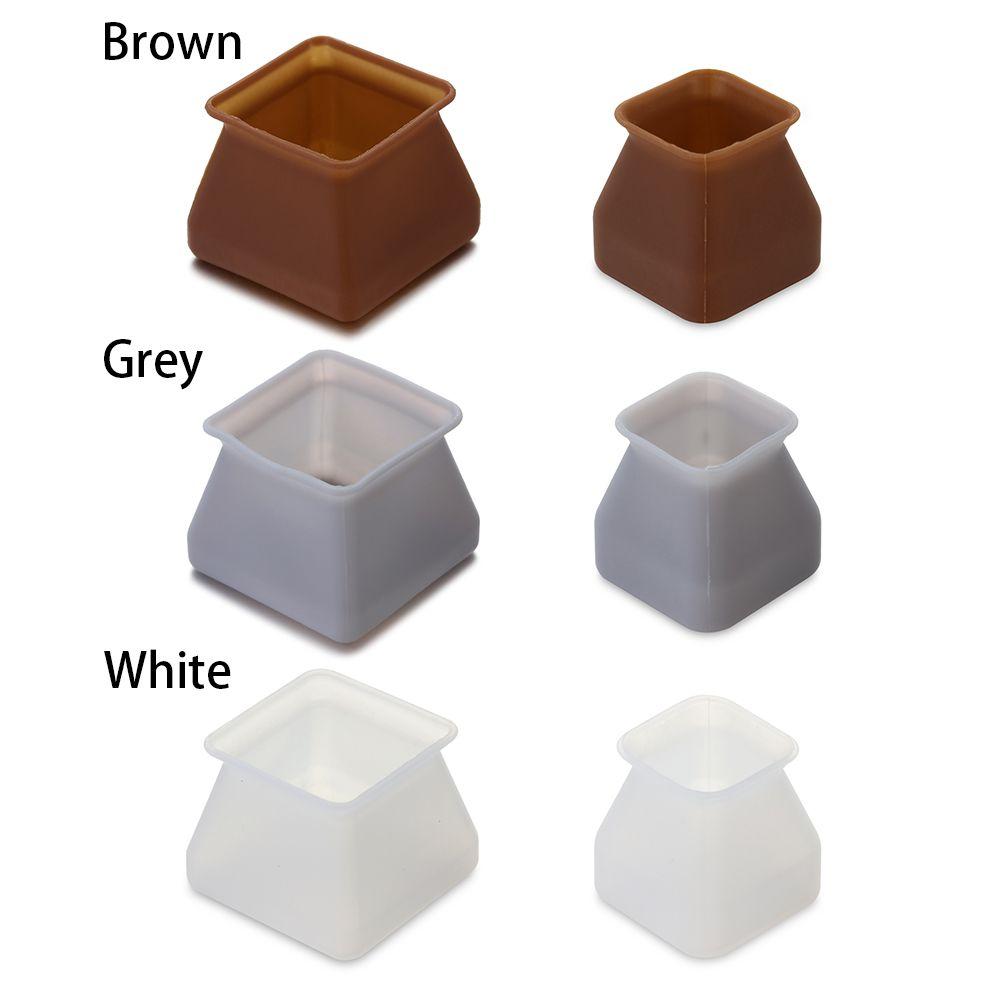 Floor Protectors Brown Color White Grey Chair Leg Caps Silicone Table Cover Square