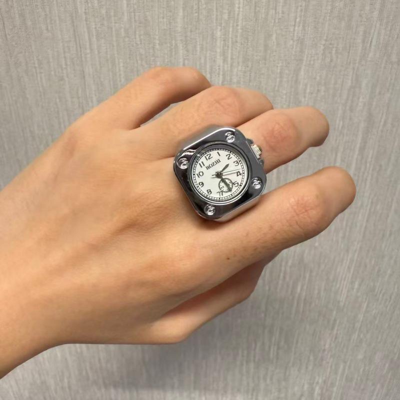 Korean Style Retro Hipster Watch Ring - Trendy Men's Hand Jewelry Accessory
