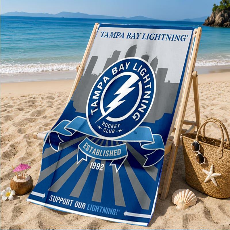 Tampa Lightning Logo Beach Towel, Super Soft Microfiber, Perfect Gift for Her/Him, Birthday, for Pool, Beach, Travel, Decor Beach Party