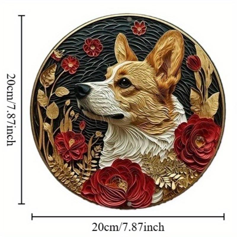 

2d Flat 20*20cm, Pembroke Welsh Corgi Round Wooden Sign Spring Wreath Decor, Perfect Easter Gift for Apartment 20x20cm