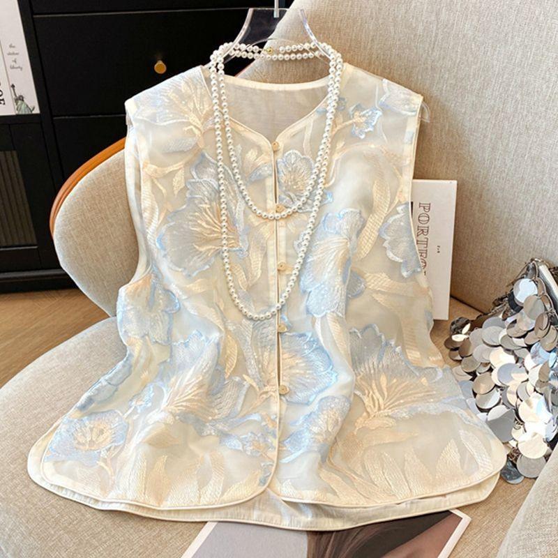 

Летний тонкий вышитый новый жилет с жилетом и женский жилет универсальный M [Recommended below 50 kg]