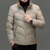 2024 Men's Solid Color Down Jacket: Casual, Warm, Stand Collar, White Duck Down, Winter Wear for Middle-Aged Men