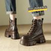Short boots for women in autumn and winter 2026  new style with thick sponge sole and increased height inside