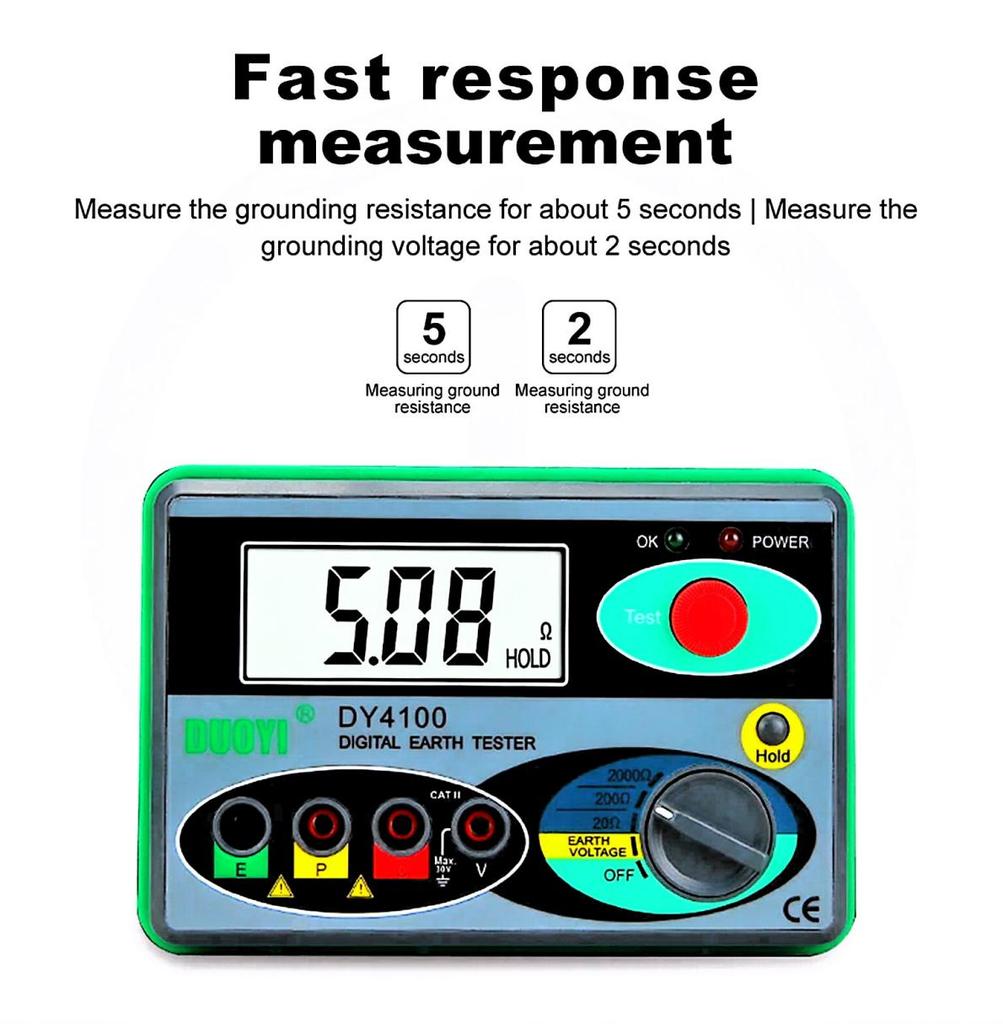 DY4100 Digital Meg-ohmmeter Meters Earth Resistance Meters Tester Cable High Voltage Meter Ground Resistance Insulation