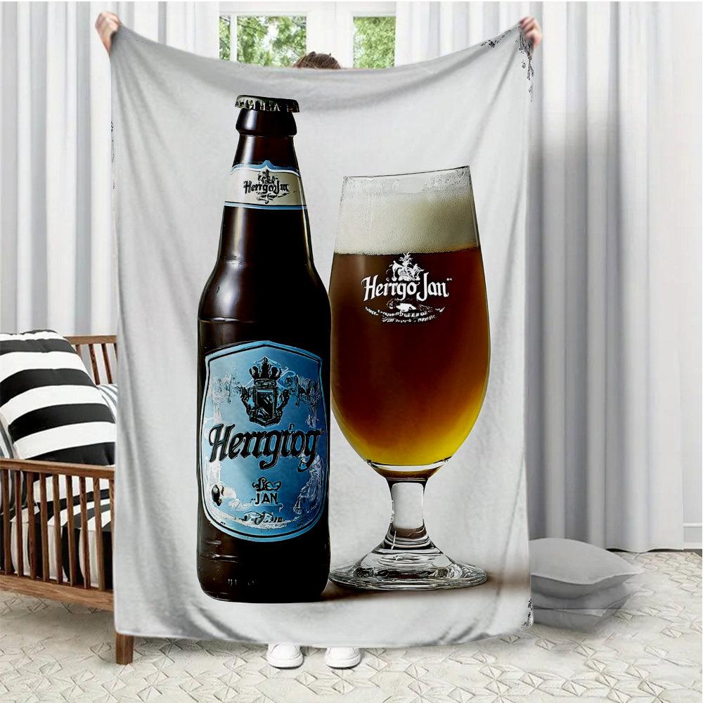 

Hertog Jan Beer Pattern Flannel printed blanket suitable for all seasons suitable for living room office sofa and travel 75x90cm