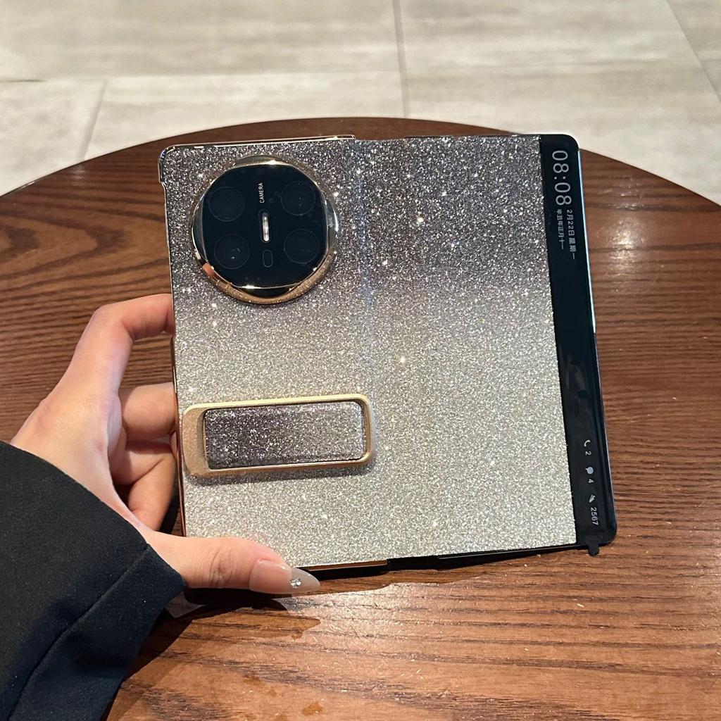Applicable to Huawei matex1 mobile phone case gradual change glitter smart magnetic flip x1 plain leather wristband bracket leather case female