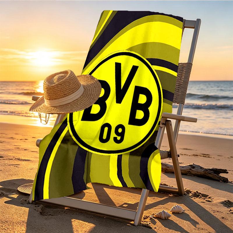 Borussia Dortmund Print Beach Towel Design, Soft, Lightweight. for Home Bathroom, Spa, Pool, Yoga, Surfing, Camping, Gift for Family, Friend