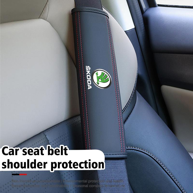 DECL5 Car Seat Belt Protection Cover Safety Shoulder Pad Auto Accessories For Skoda Octavia A5 A7 RS Fabia Superb Rapid Karoq