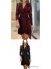 European & American Ladies' Fashionable Sequin Tie-Up Dress with Waist Cinch and Lapel 