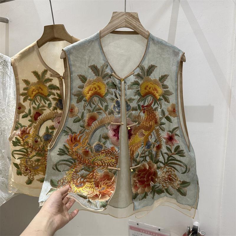 Summer 2025 Embroidered Vest Women's Sleeveless Embroidered Vest Jacket Vest