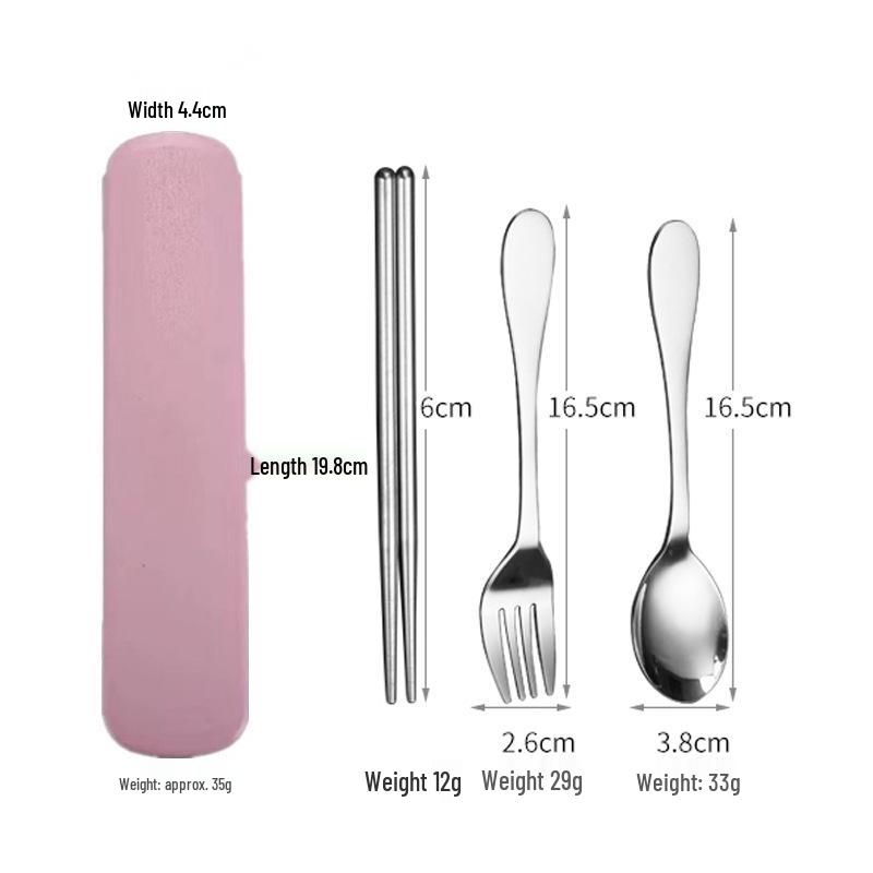 Portable Stainless Steel Cutlery Set: Fork, Spoon & Chopsticks - Ideal for Students & Outdoor Use
