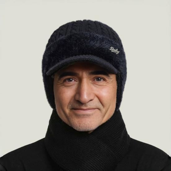 Knitted Hat with Ear Protection Moisture-Wicking Fabric Warm Breathable Design Soft Fleece Lining Sports Hat Winter Cold Weather Gear