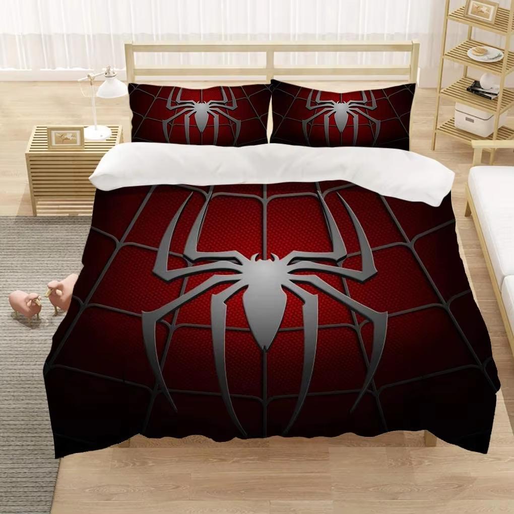 Marvel Comics Spider-Man Set Biancheria da Letto Anime Copripiumino 1009 Poliestere Adatto per Bambini e Adulti Set da 3 Pezzi