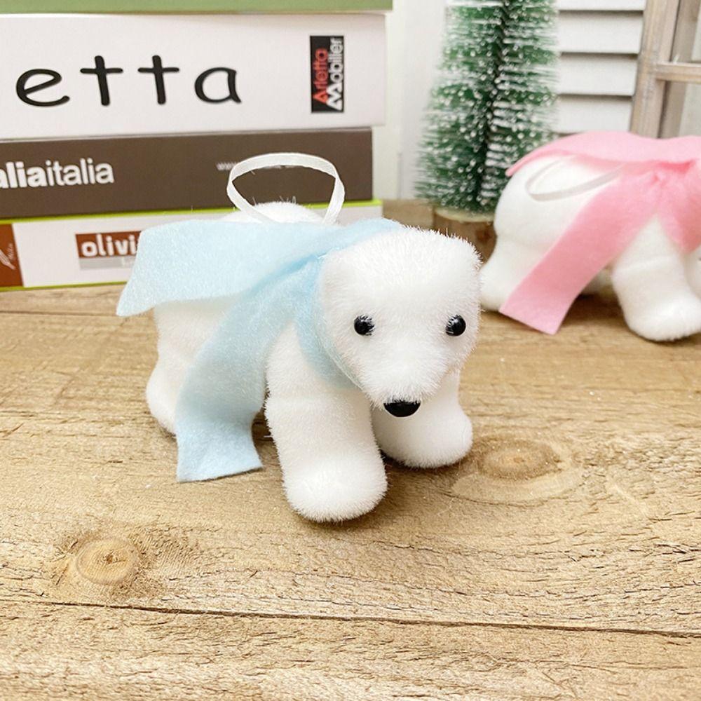 2Pcs 3D White Bear Ornaments Cute Simulated Polar Bear Funny Christmas Bear Pendant  Outdoor