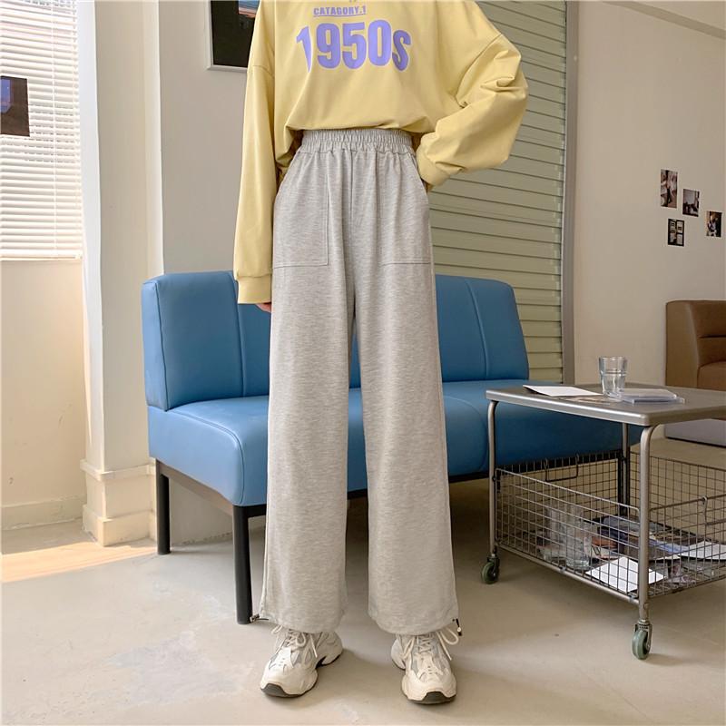 

Новые корейские спортивные брюки из утолщенного бархата для женщин с широкими штанинами, свободные прямые завязывающиеся шаровары 4XL