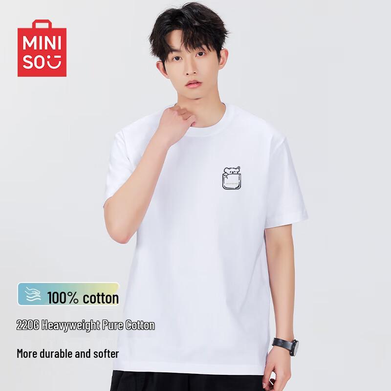 MINISO Men s Heavyweight Loose Fit Cotton T-Shirt