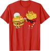 Hamburger Fries High Five Funny Combo Snack Graphic Print Men's T-Shirt Casual Daily Tee