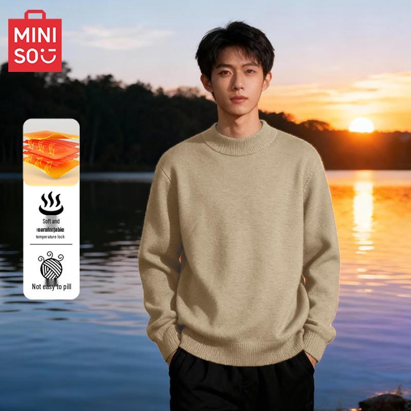 

MINISO Мужской американский ретро плюшевый свитер с воротником-стойкой 3XL