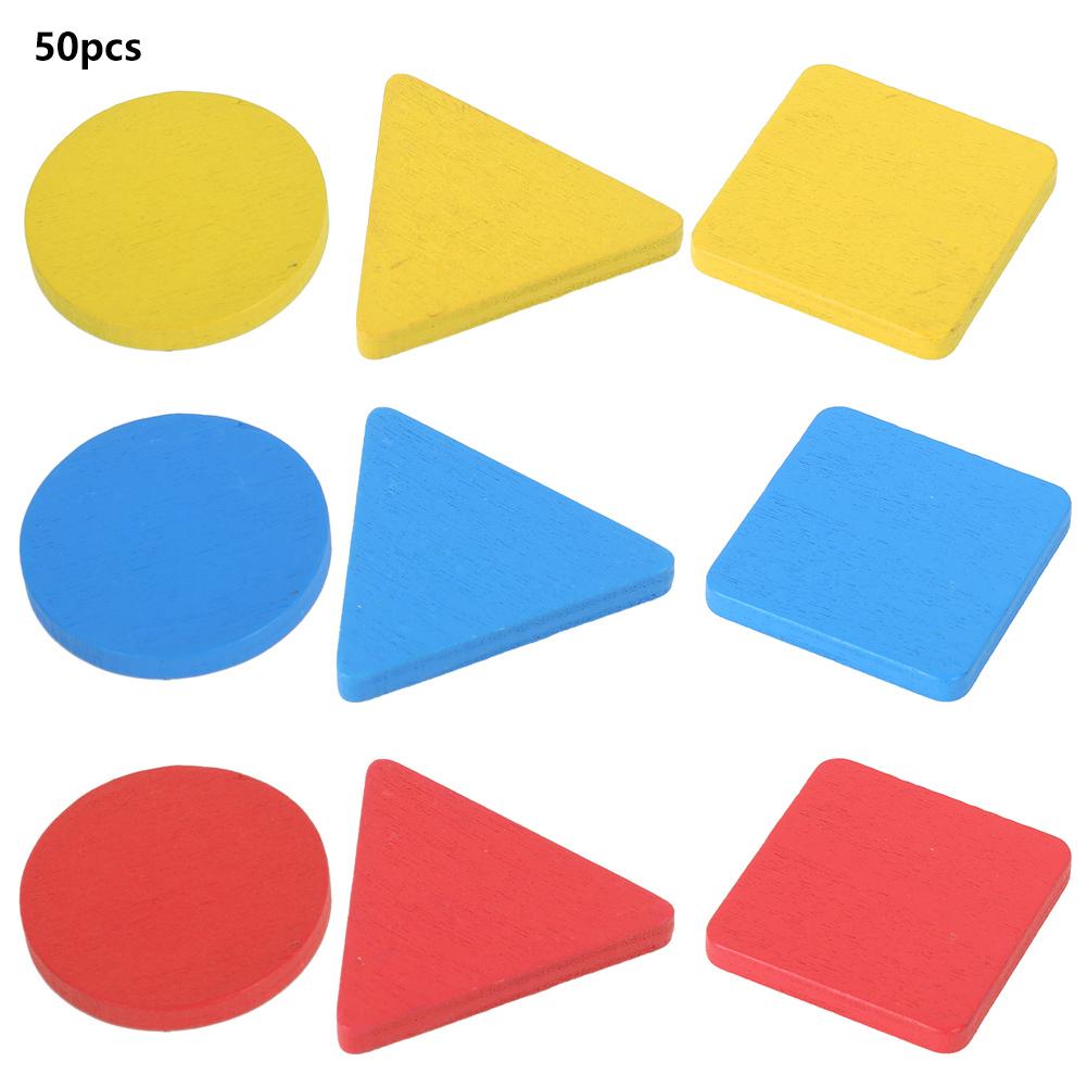 

50PCs Wooden Discs Educational Children Toys Environmental Handicrafts DIY Hand Made Accessory Yellow Triangle Yellow Triangl